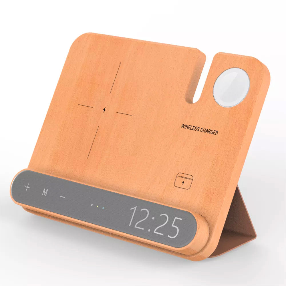 4 in 1 MagSafe Wireless Charger for Mobile Phone, Apple Watch & Earphone with Alarm Clock