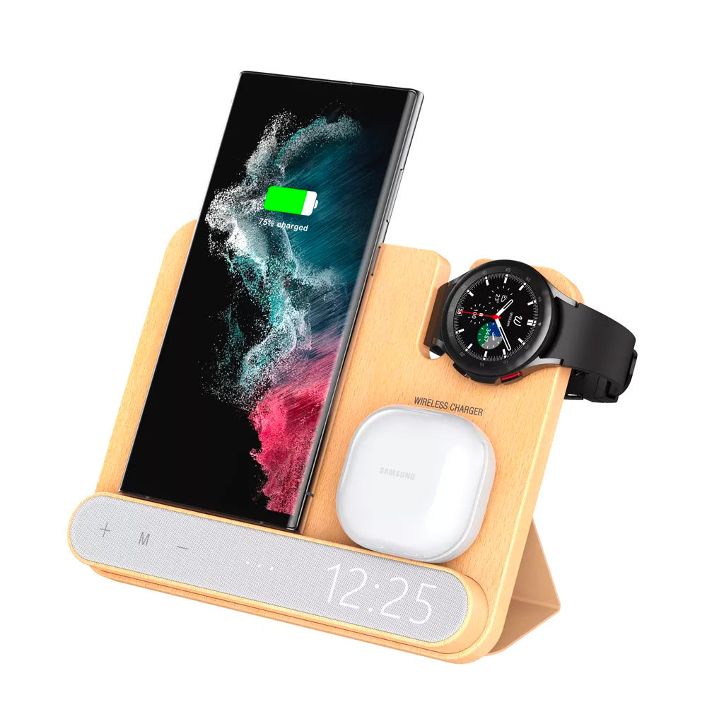 4 in 1 MagSafe Wireless Charger for Mobile Phone, Apple Watch & Earphone with Alarm Clock