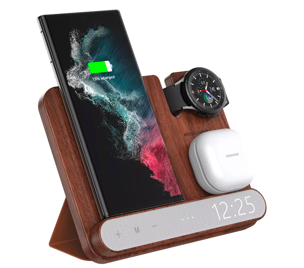 4 in 1 MagSafe Wireless Charger for Mobile Phone, Apple Watch & Earphone with Alarm Clock