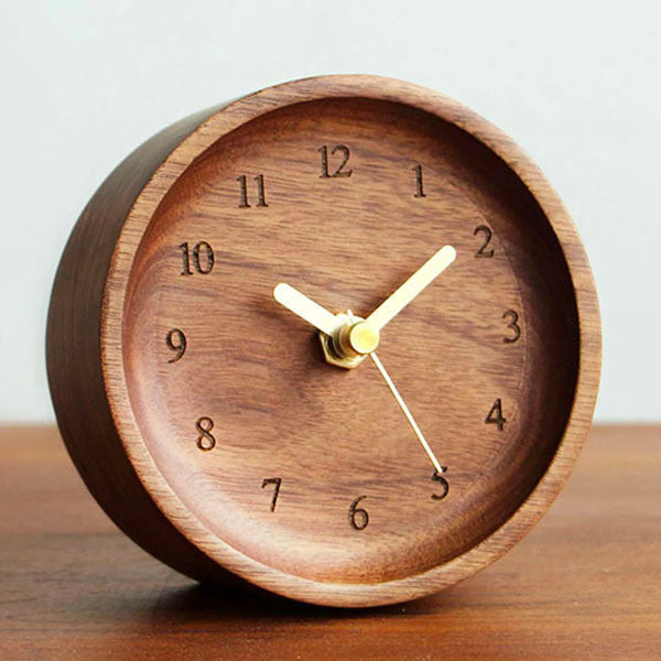Walnut Wood Vintage Desk Clock
