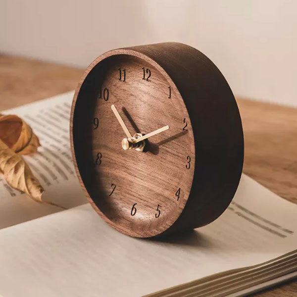 Walnut Wood Vintage Desk Clock